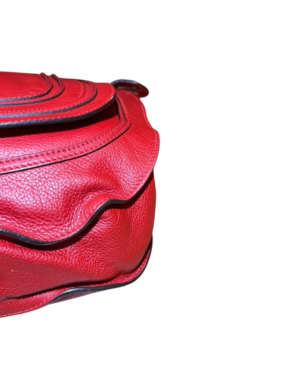 Chloe Red Leather Marcie Saddle Hobo Bag Auth